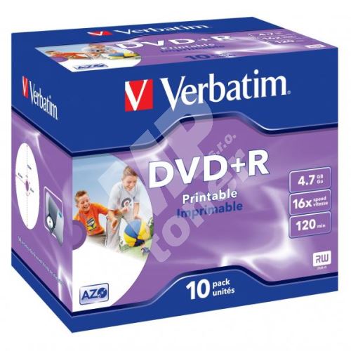 Verbatim DVD+R, DataLife PLUS, 4,7 GB, Wide Printable, jewel box, 43508, 16x, 10-pack 1