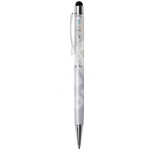 Kuličkové pero Touch, Swarovski Crystals, krémově bílá, bílý krystal 2