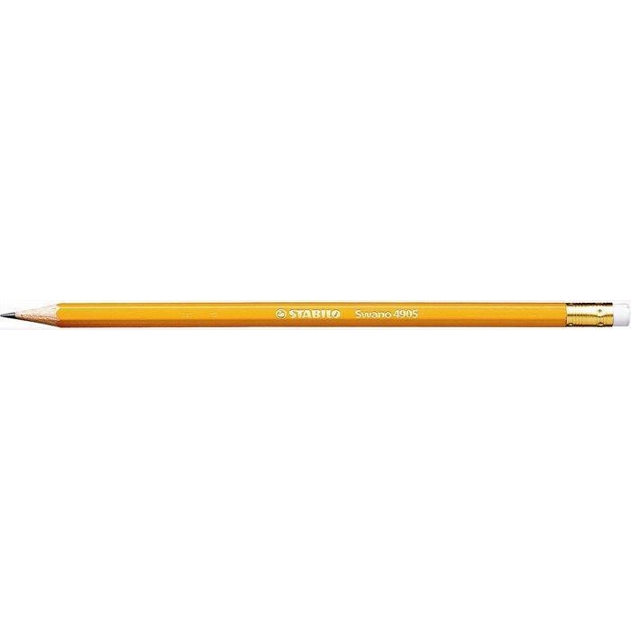 Grafitová tužka s gumou Stabilo Swano, žluté tělo, šestihranná, HB