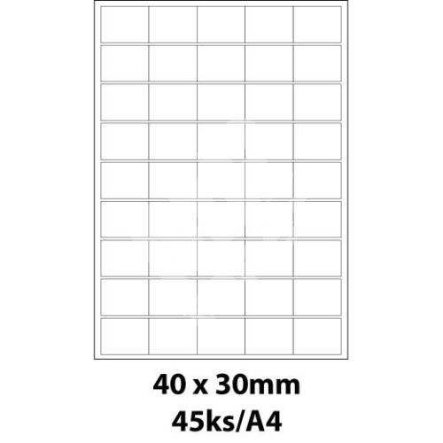 Print etikety Emy 40x30 mm, 45ks/arch, 100 archů, samolepící 1
