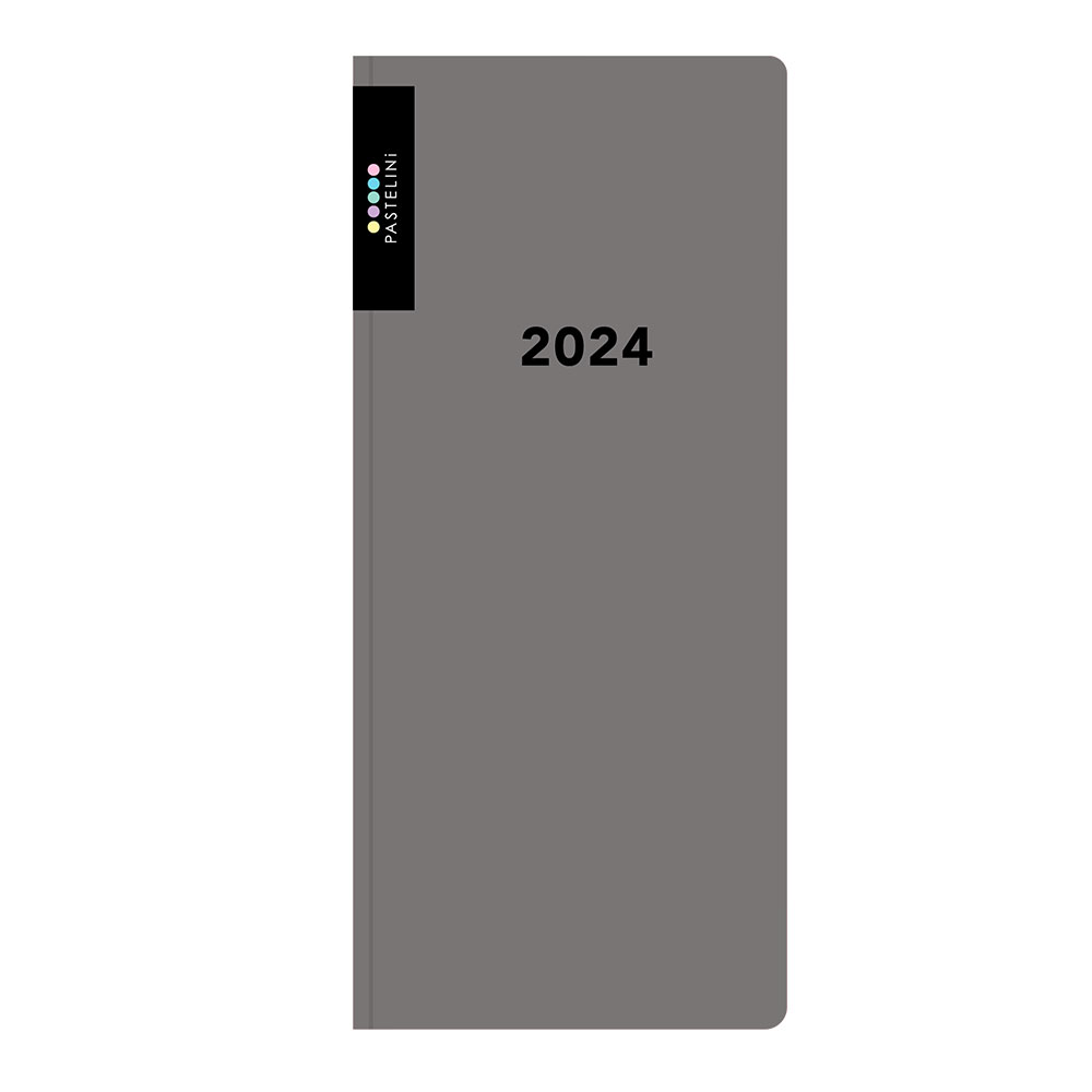 Diář PVC měsíční 2024 Pastelini, kapesní, šedá