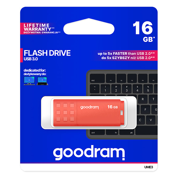 16GB Goodram UME3, USB flash disk 3.0, oranžová