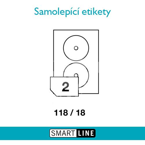 Samolepící bílé etikety Smart Line na CD, 118mm 100 archů 1