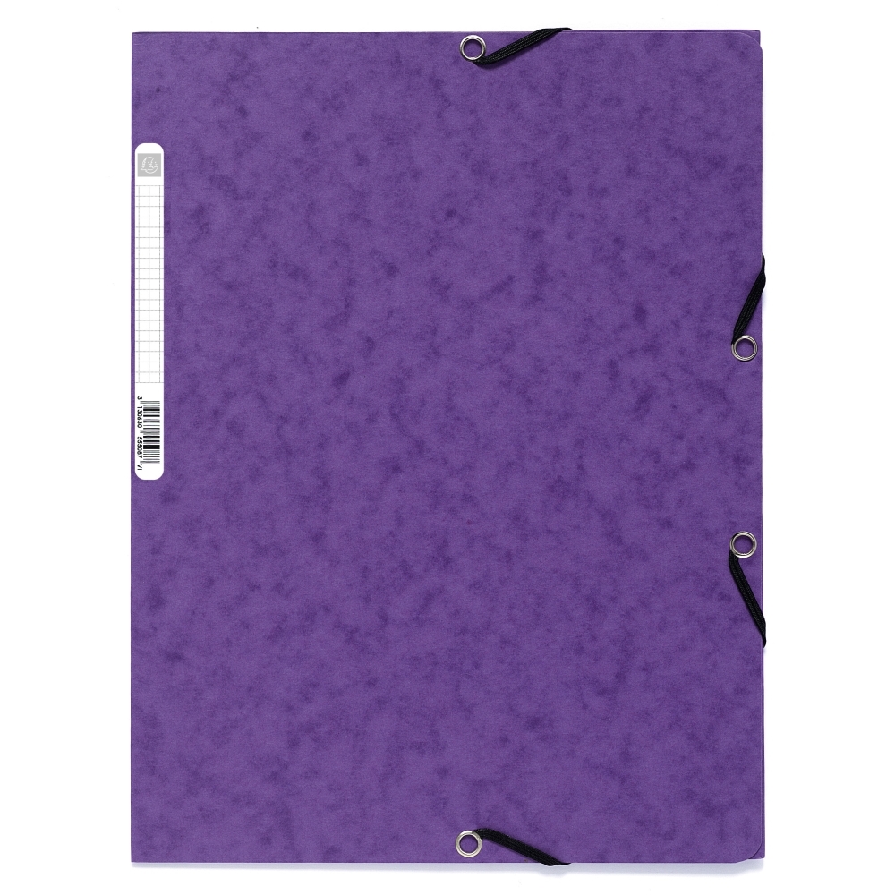 Spisové desky s gumičkou a štítkem Exacompta, A4 maxi, prešpán, tmavě fialové