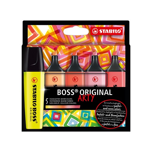 Zvýrazňovač Stabilo Boss original Arty, 5 ks balení - s 5 různými barvami