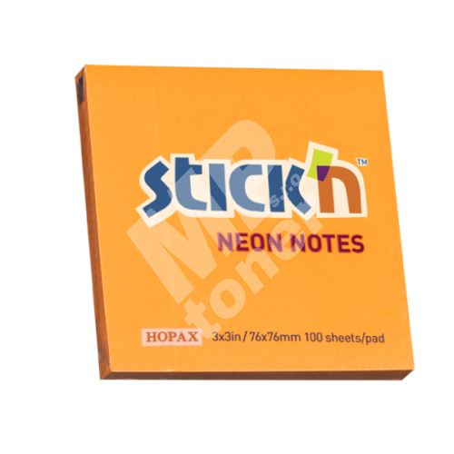 Samolepící bločky Stick n 76x76mm, oranžové neon, 100 lístků 1
