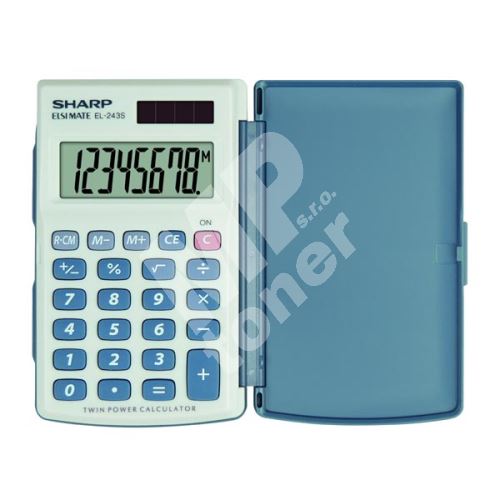 Kalkulačka Sharp EL243S, šedo-modrá, kapesní, osmimístná 1