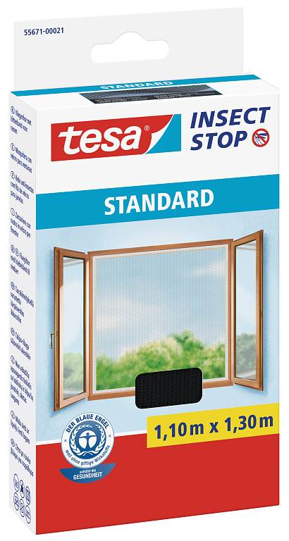 Síť na suchý zip proti hmyzu Tesa Insect Stop STANDARD, 1,1 m x 1,3m, do oken, antracitová