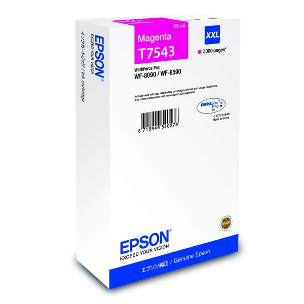Inkoustová cartridge Epson C13T754340, WorkForce Pro WF-8090, 8590, magenta, XXL, originál