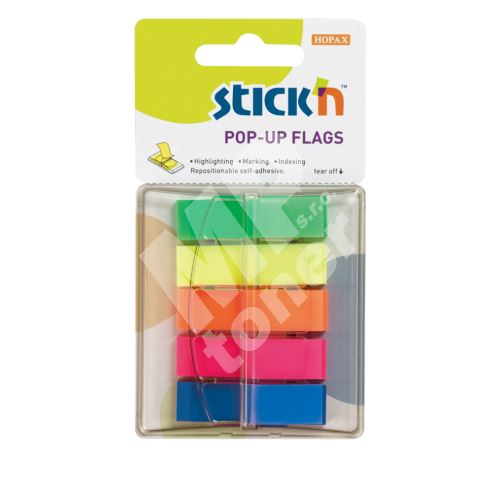 Samolepící záložky Stick n Pop-Up 45x12mm, plastové, neon, 5 barev 1