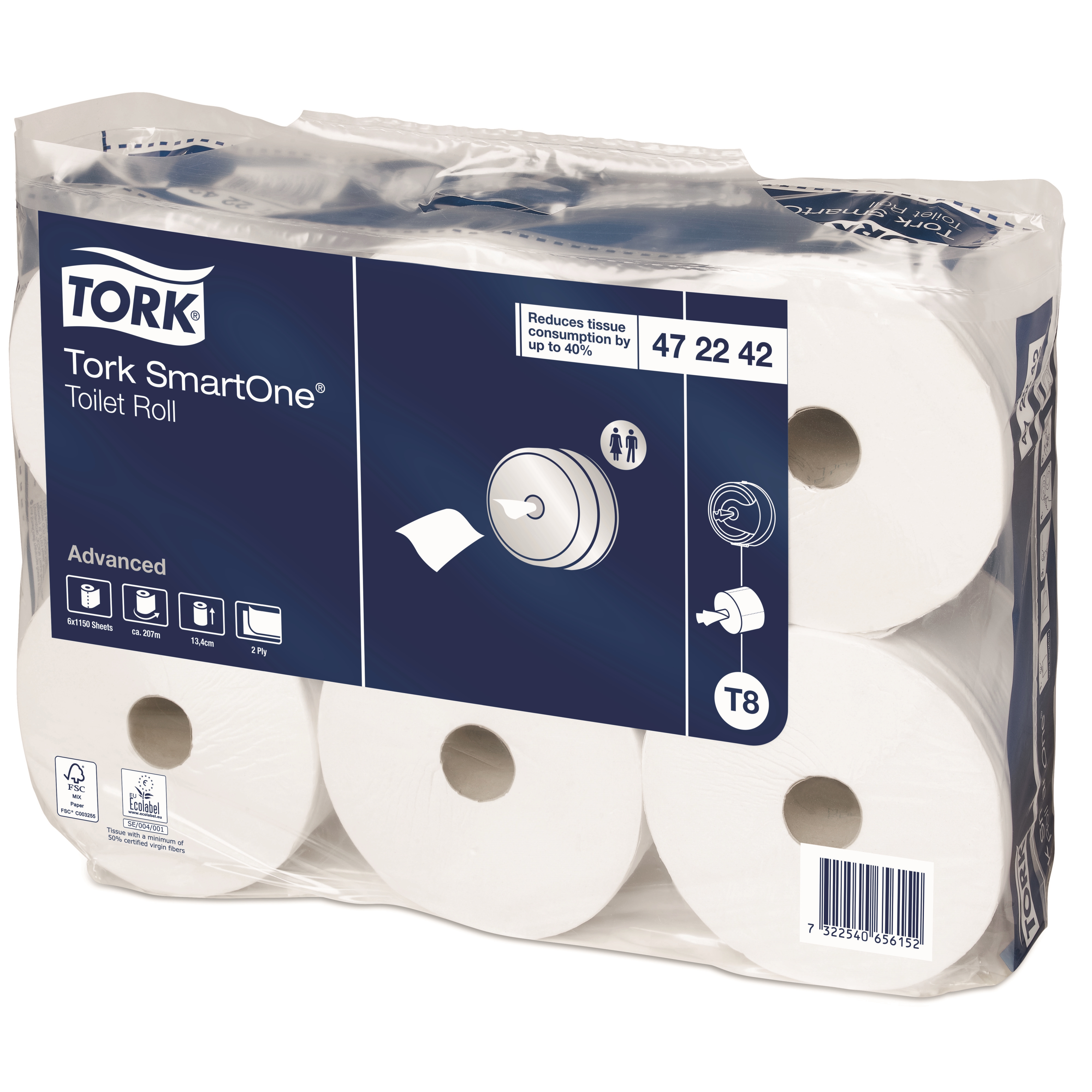 Tork SmartOne toaletní papír, 2vrstvý, bílý, T8