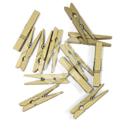 Kolíčky dřevěné zlatá 47mm, 12ks 1