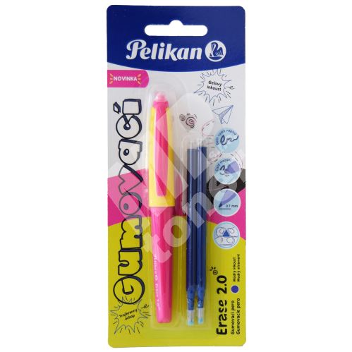 Gumovací pero Pelikan, žluto růžové,1 ks+2 náplně 1