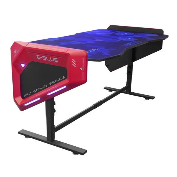 Herní stůl E-Blue EGT003BK, 165x88x70-89,2cm, RGB podsvícení, výškově nastavitelný