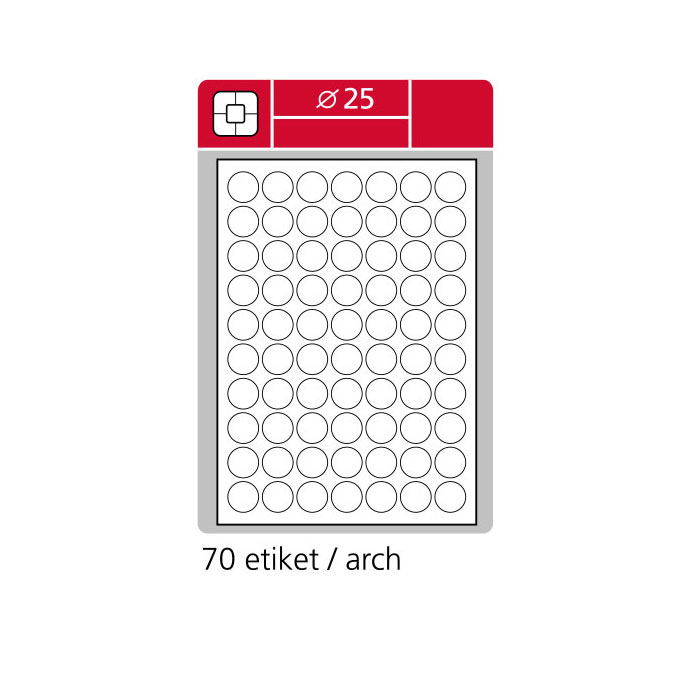 Samolepící etikety A4 SK LABEL kulaté průměr 25 mm, 100 archů