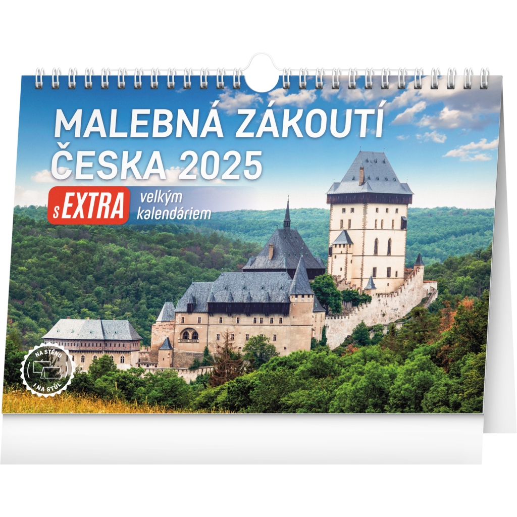 Stolní kalendář Notique Malebná zákoutí Česka 2025, s extra velkým kalendáriem