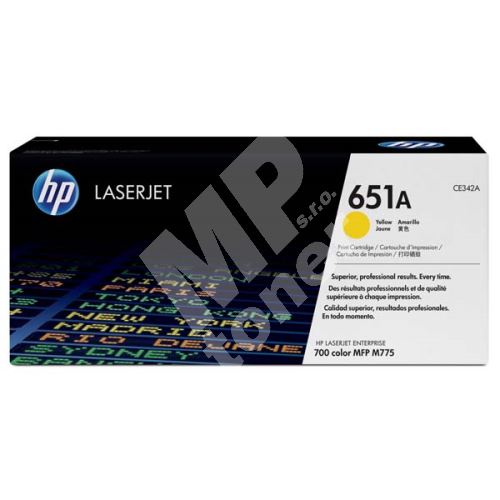 Toner HP CE342A, yellow, 651A, originál 1