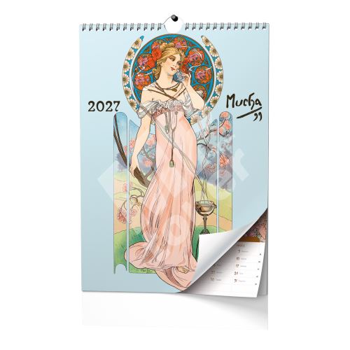 Nástěnný poznámkový kalendář A3 - Alfons Mucha 2027 1