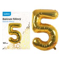Balónek fóliový Luma č.5, 101cm, zlatý