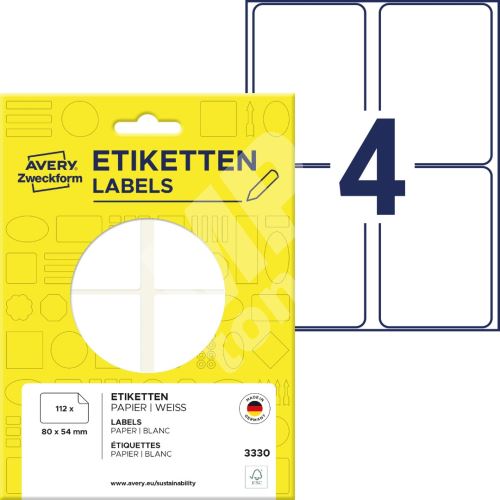 Samolepící etikety 80 x 54 mm, 112 ks etiket v bal. 3330 1