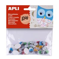 Oválné oči s řasami Apli Moving eyes, 16 x 12 mm, samolepicí, mix barev, 40 ks Oválné oči s řasami Apli Moving eyes, 16 x 12 mm, samolepicí, mix barev, 40 ks