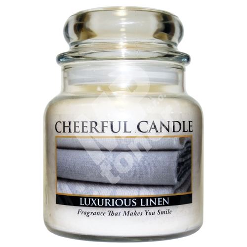 Cheerful Candle Vonná svíčka ve skle Svěží Prádlo - Luxurious Linen, 16oz 1