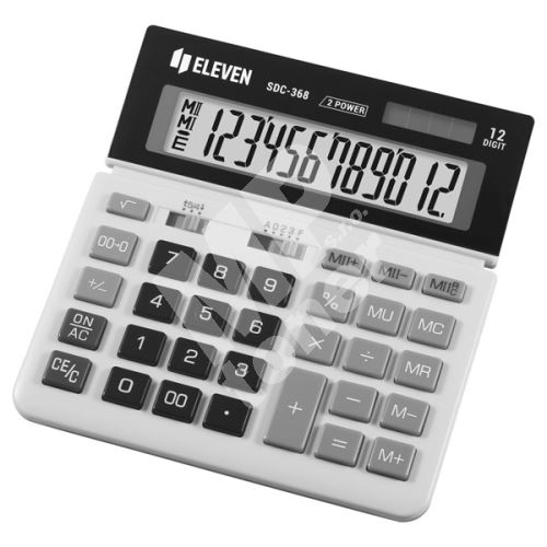 Kalkulačka Eleven SDC-368, bílo-černá, stolní, dvanáctimístná, duální napájení 1