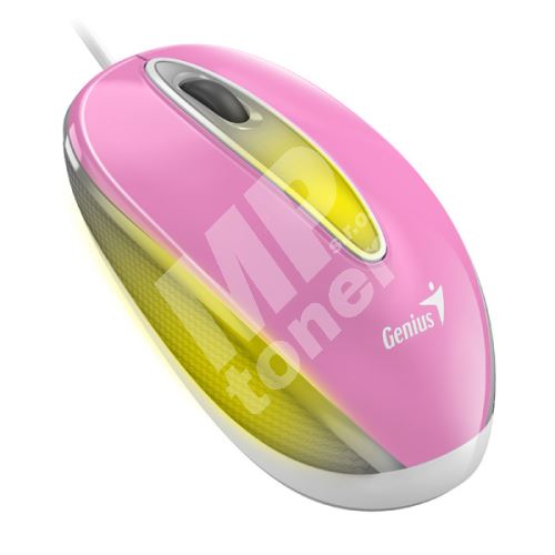 Myš Genius DX-Mini, 1000DPI, optická, 3tl., drátová USB, růžová, RGB podsvícení 1