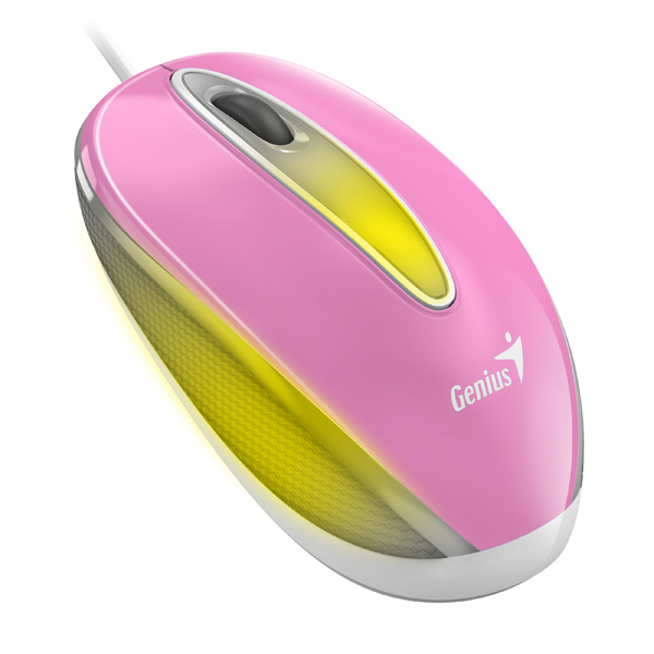 Myš Genius DX-Mini, 1000DPI, optická, 3tl., drátová USB, růžová, RGB podsvícení