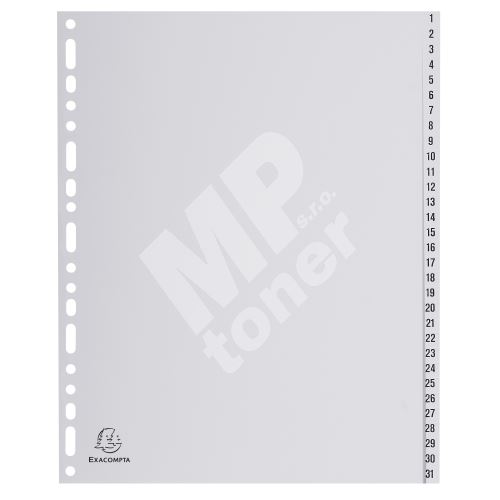 Exacompta rozlišovač číselný 1-31, A4 maxi, PP, šedý 1