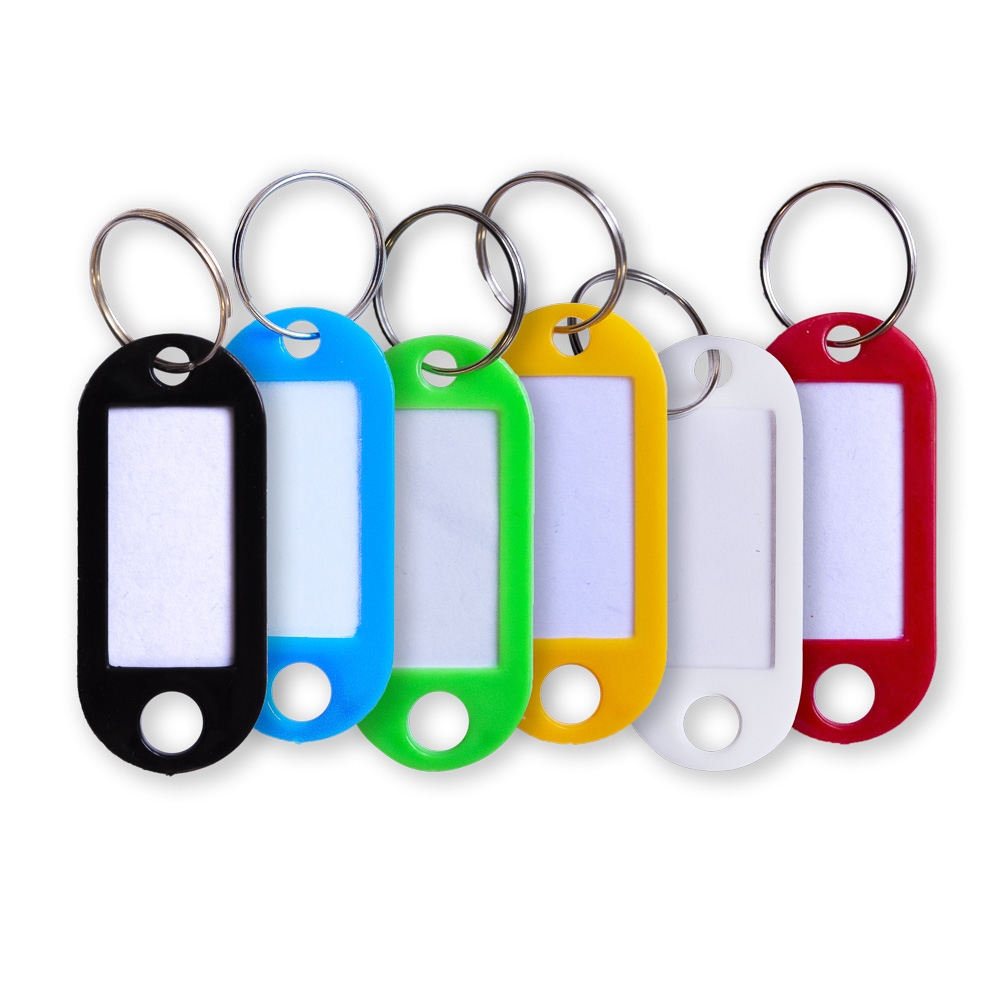 Jmenovky na klíče Office, 5 x 2 cm, s popisným štítkem, mix barev - 20 ks
