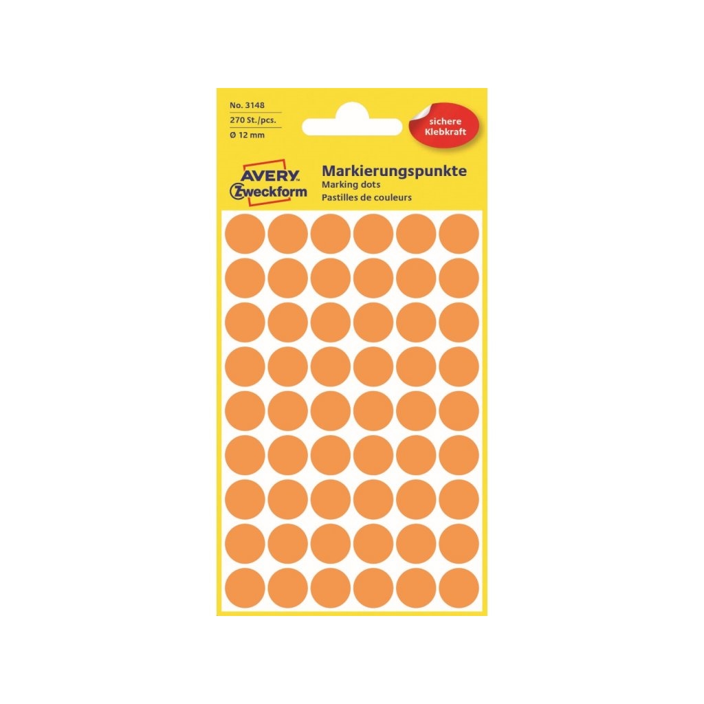 Etikety na ruční popis kolečko průměr 12 mm - světle oranžové - 3148