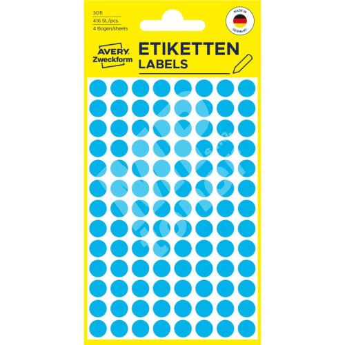 Etikety na ruční popis kolečko průměr 8 mm - modré - 3011 1