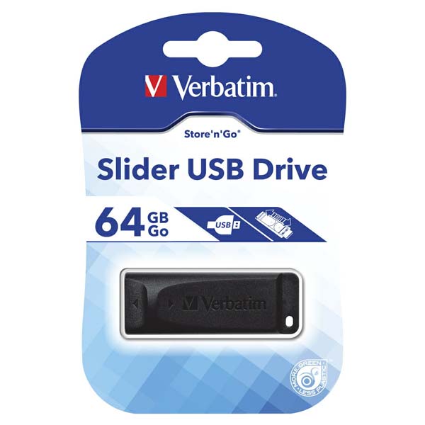 64GB Verbatim Store'n'Go Slider, USB flash disk 2.0, 98698, černá