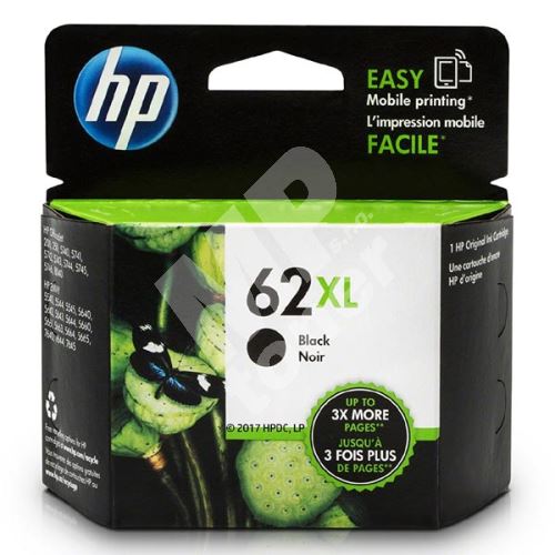 Cartridge HP C2P05AE, black, No.62XL, originál 1
