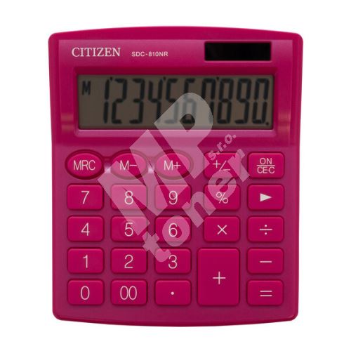 Kalkulačka Citizen SDC810NRPKE, stolní, desetimístná, duální napájení, růžová 1