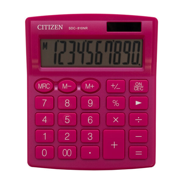 Kalkulačka Citizen SDC810NRPKE, stolní, desetimístná, duální napájení, růžová