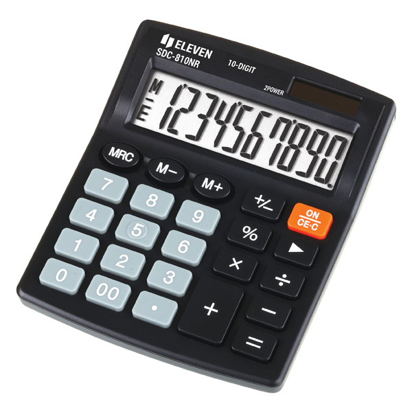 Kalkulačka Eleven SDC-810NR, černá, stolní, desetimístná, duální napájení