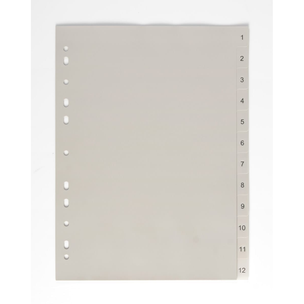 Plastový rozlišovač číselný A4, šedý 1-12