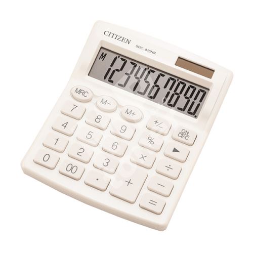 Kalkulačka Citizen SDC810NRWHE, stolní, desetimístná, duální napájení, bílá 1