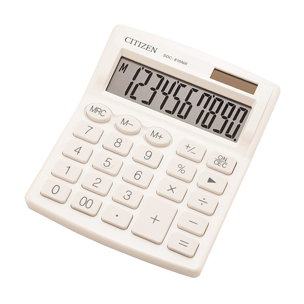 Kalkulačka Citizen SDC810NRWHE, stolní, desetimístná, duální napájení, bílá