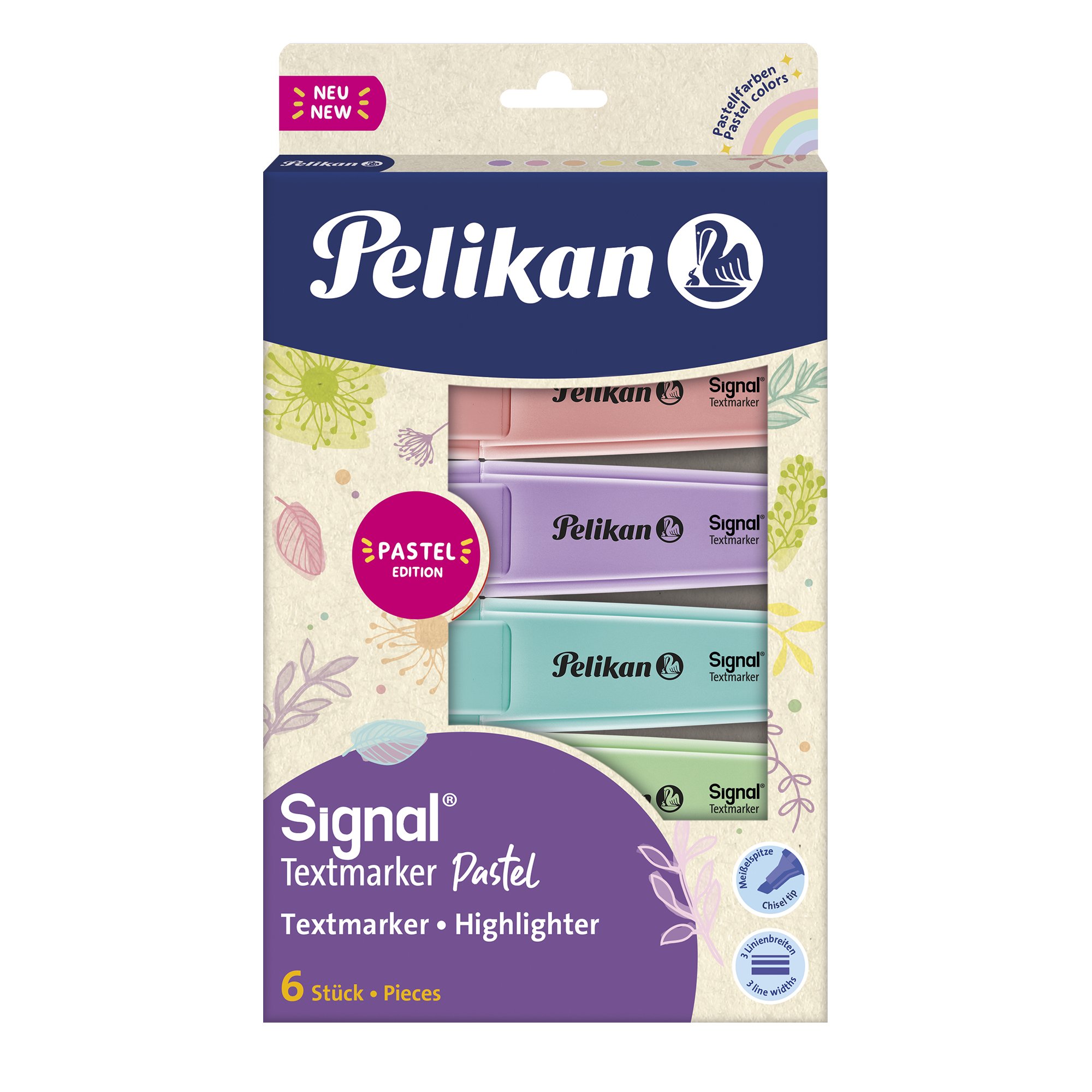 Zvýrazňovač Pelikan Signal, sada 6ks, pastelové barvy