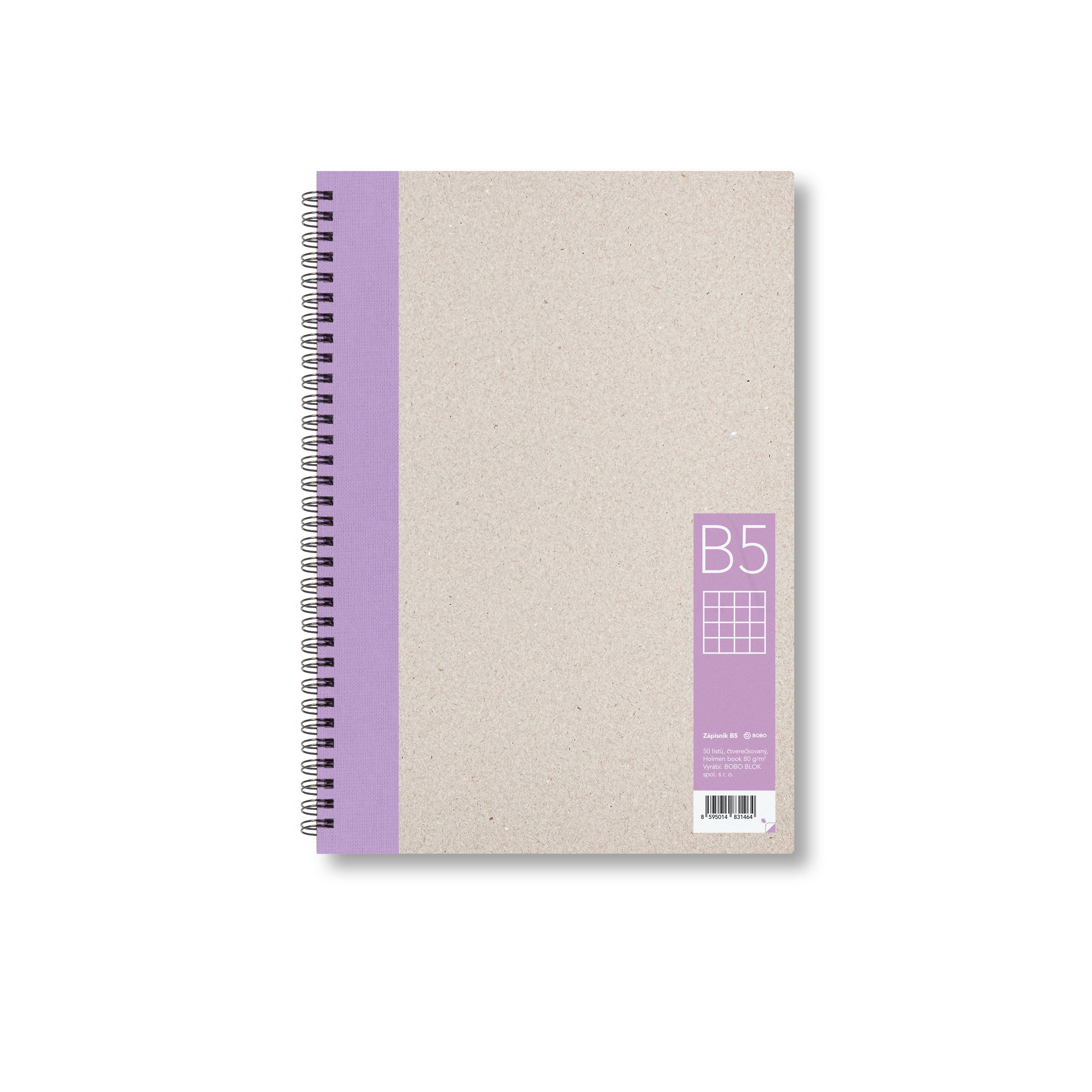 Zápisník Bobo B5, čtverečkovaný, fialový