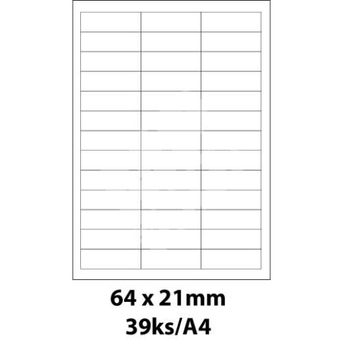 Print etikety Emy 64x21 mm, 39ks/arch, 100 archů, samolepící 1