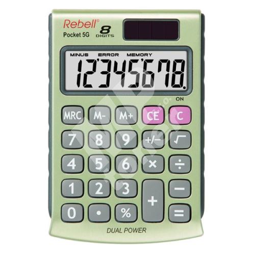 Kalkulačka Rebell RE-POCKET 5G, zlatá, kapesní, osmimístná 1