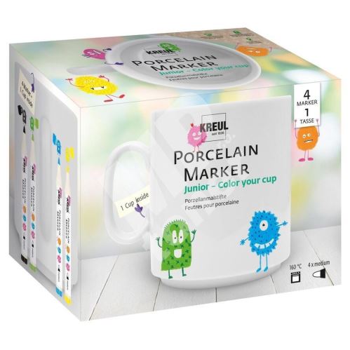 Sada fixů na porcelán Kreul JUNIOR s hrníčkem, 4 barvy 1