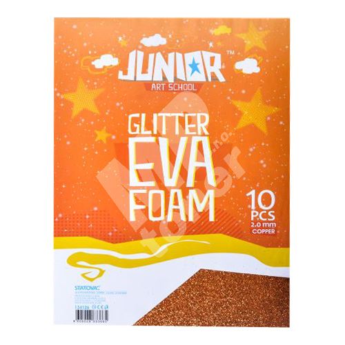 Dekorační pěna EVA oranžová glitter A4, tloušťka 2,0 mm, 10ks 1