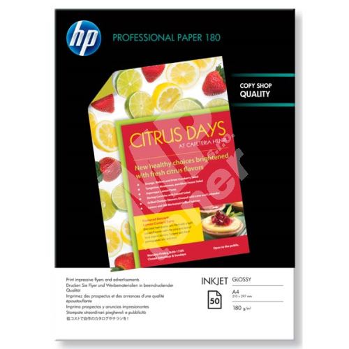 HP Superior Inkjet Paper 180 Glossy, papír, lesklý, oboustranný, bílý, A4, 210x297mm, 1