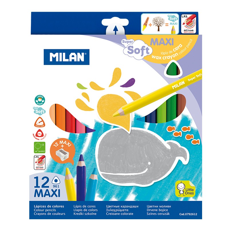Pastelky Milan trojhranné maxi Super soft 12ks, 0792612