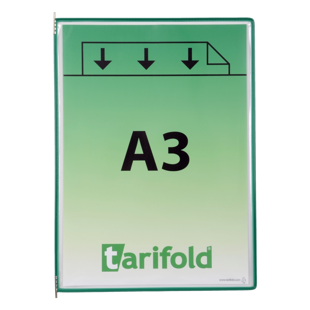 Závěsný rámeček s kapsou Tarifold, A3, otevřený shora, zelený, 10 ks